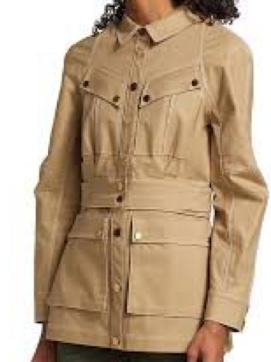 Veronica Beard Jackets & Blazers - Veronica Beard Keswick Topstitch Cotton Khaki Utility Jacket Size-4